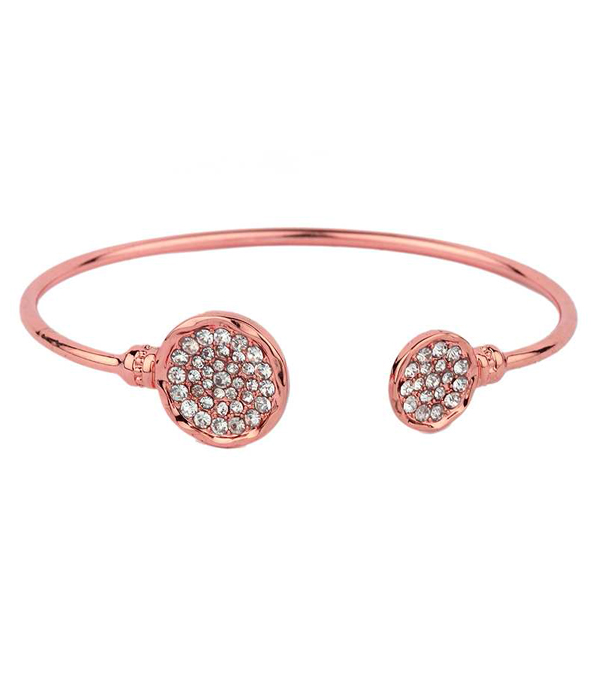 Crystal stud disk wire bangle bracelet
