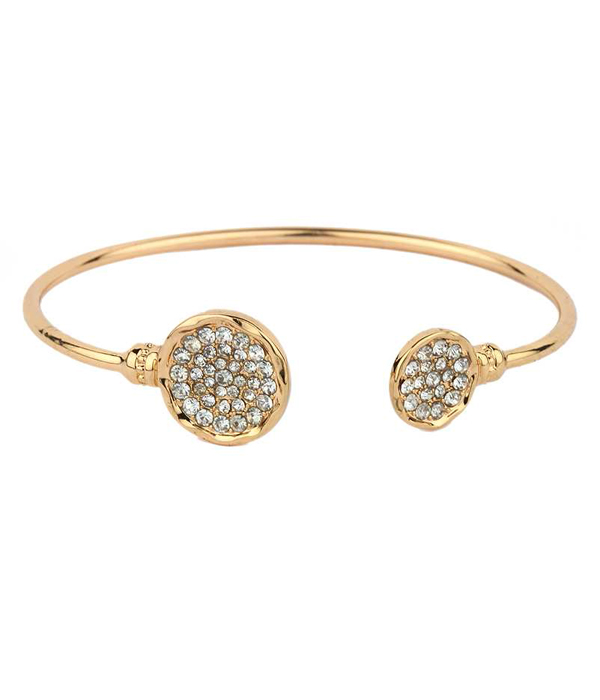 Crystal stud disk wire bangle bracelet