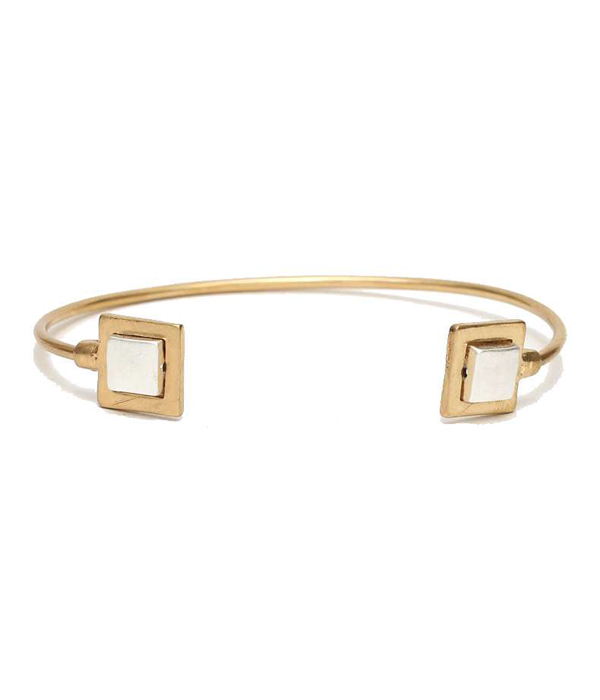 SQUARE METAL PLATE WIRE BANGLE BRACELET