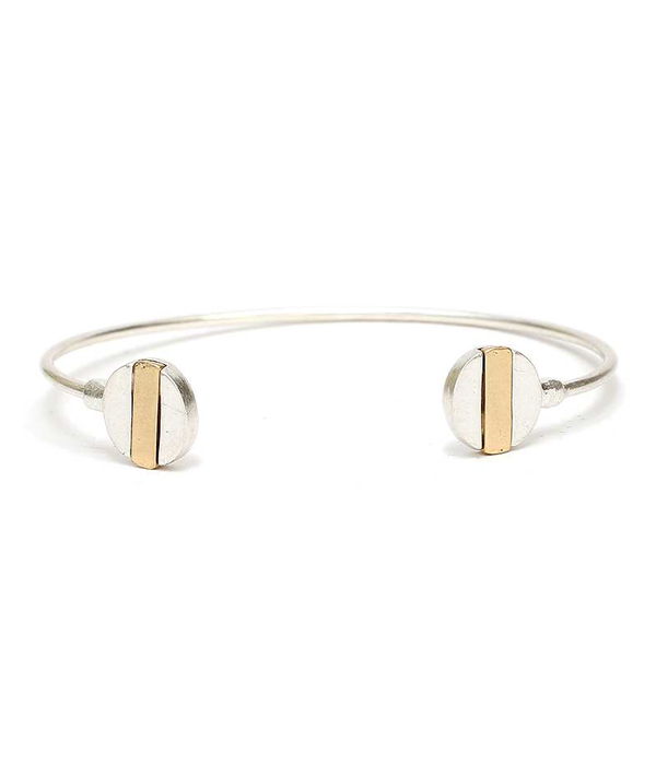 Metal disk wire bangle bracelet