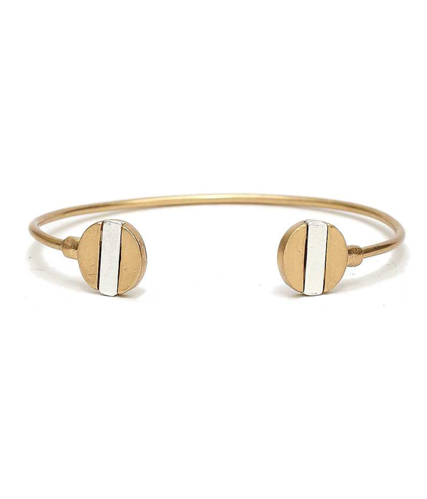 Metal disk wire bangle bracelet