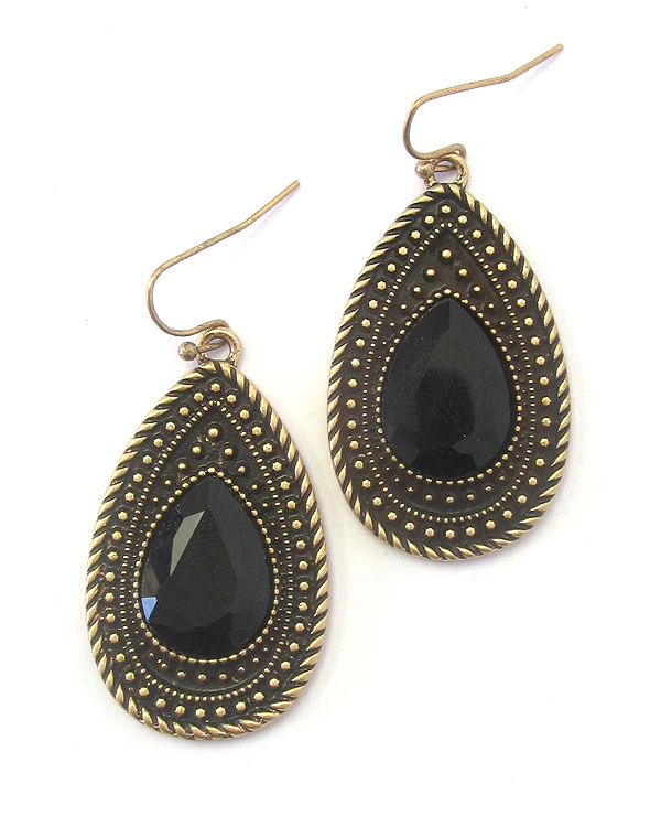 Facet glass teardrop earring