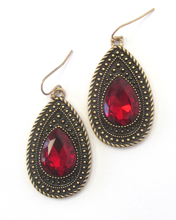 Facet glass teardrop earring