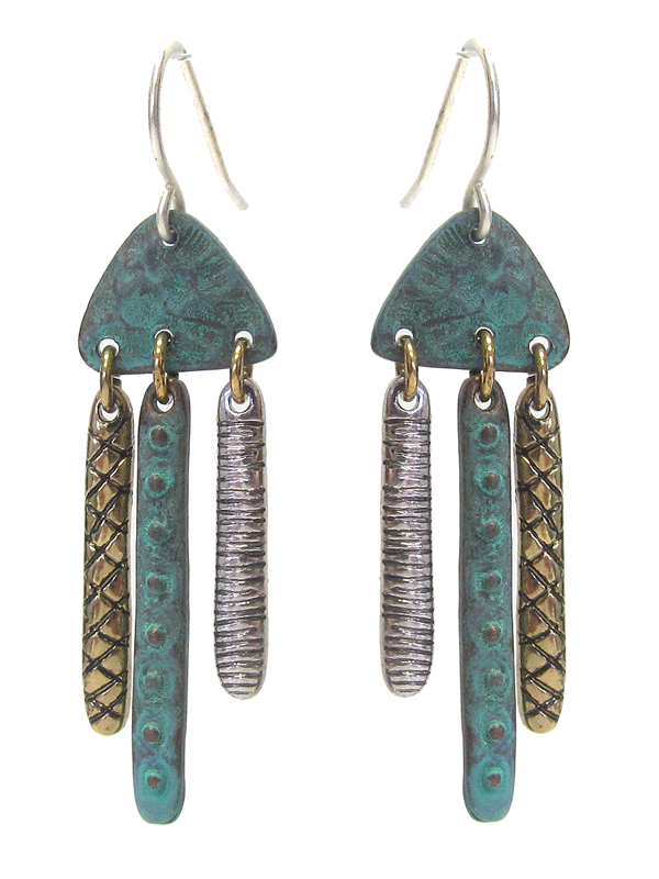 MULTI METAL BAR DROP EARRING