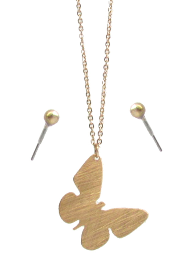 SCRATCH METAL BUTTERFLY NECKLACE SET