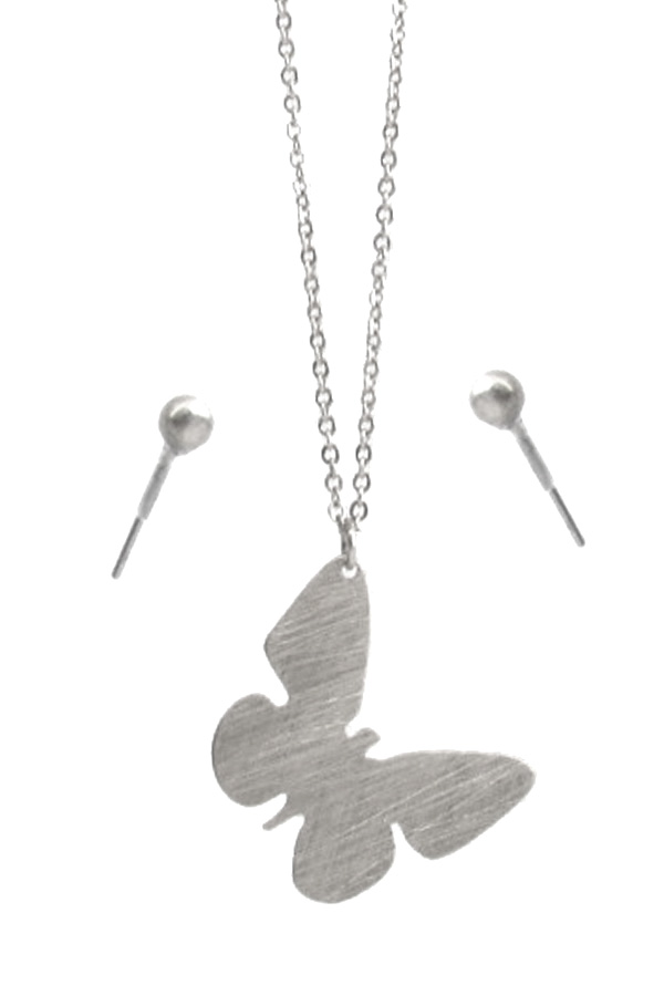 SCRATCH METAL BUTTERFLY NECKLACE SET