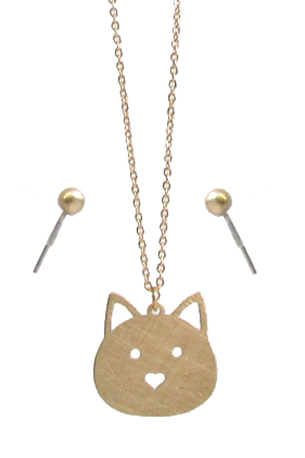 SCRATCH METAL CAT NECKLACE SET