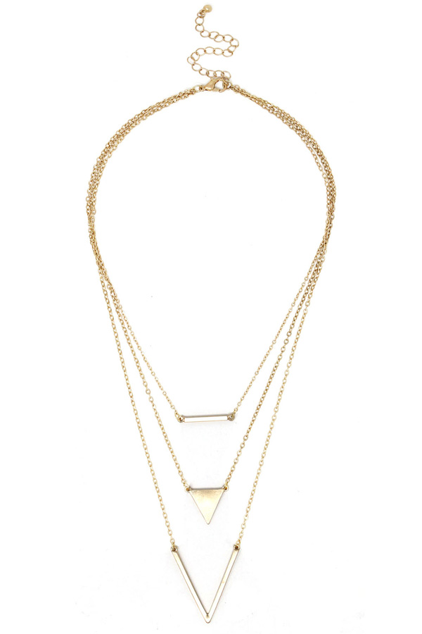 THREE LAYER METAL BAR NECKLACE