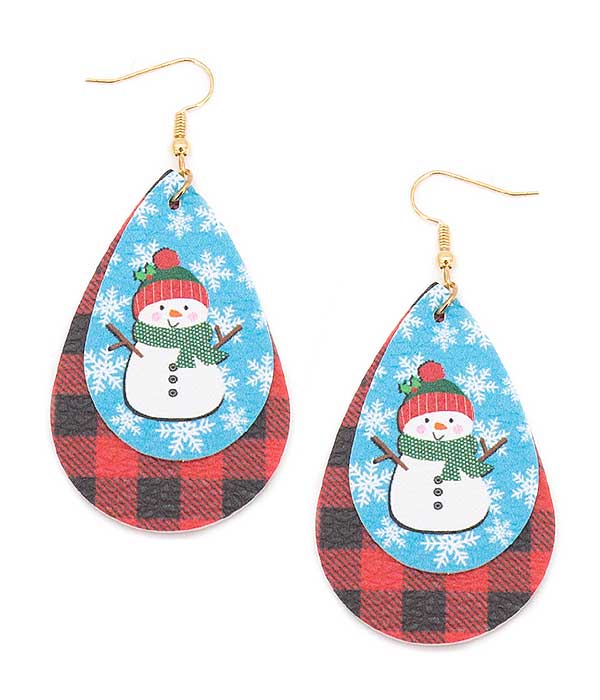 CHRISTMAS THEME TEARDROP EARRING - SNOWMAN