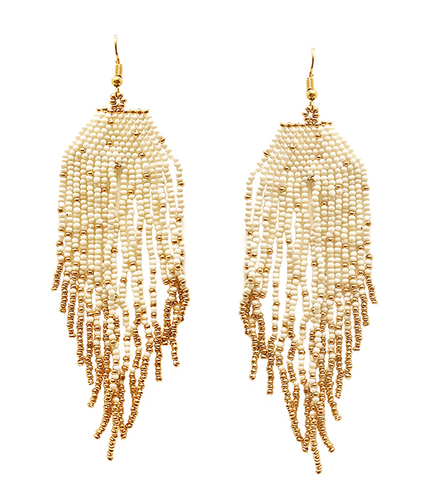 HANDMADE MULTI SEEDBEAD TASSEL DROP EARRING