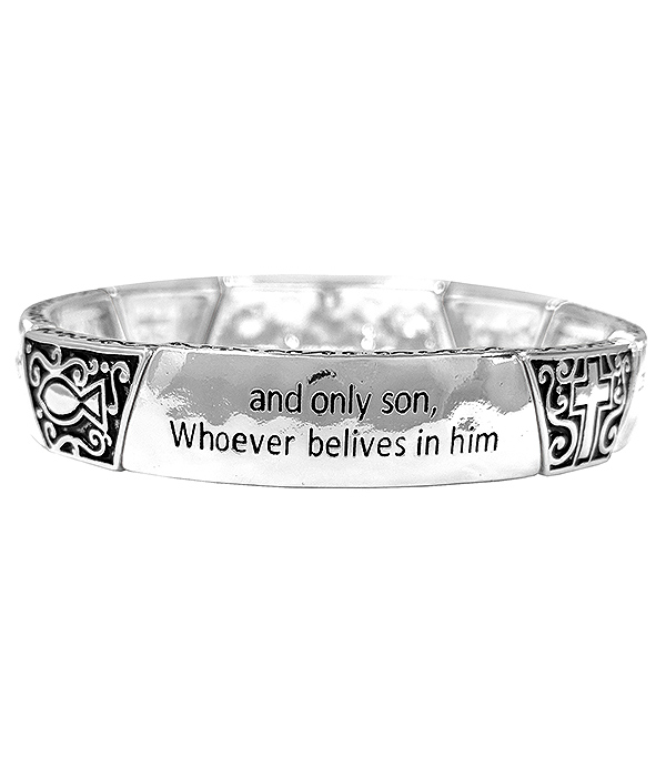 RELIGIOUS INSPIRATION MESSAGE STRETCH BRACELET - JOHN 3:16