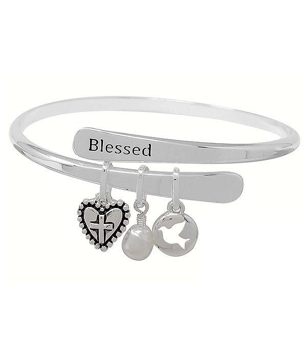 RELIFIOUS INSPIRATION CHARM DANGLE BRACELET - BLESSED