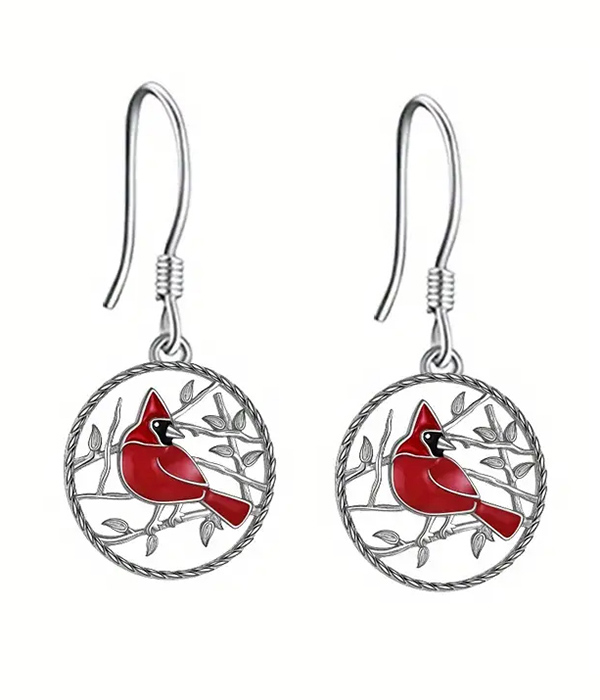 Cardinal bird earring