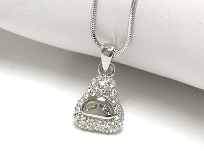Made in korea whitegold plating crystal stud pear pendant necklace