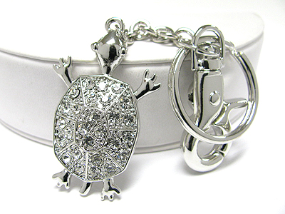 Crystal stud turtle key chain charm
