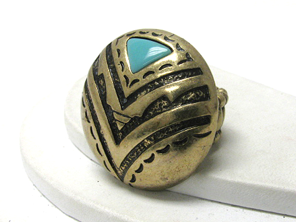 Azteca pattern round stretch ring -western