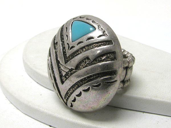 Azteca pattern round stretch ring -western