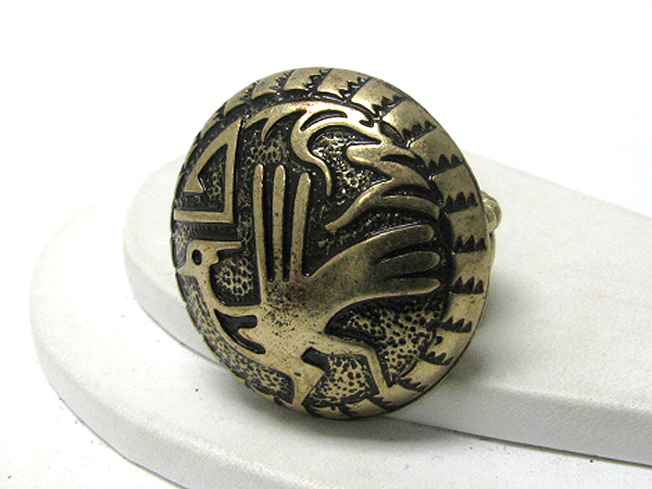 Azteca pattern round stretch ring -western