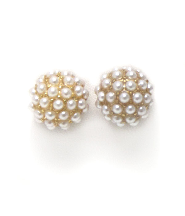 Premier electro plating multi pearl stud ball earring