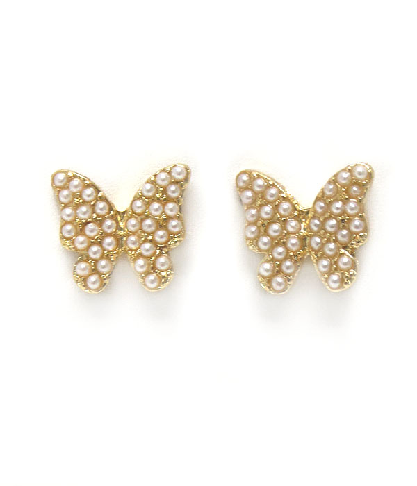 Premier electro plating multi crystal stud butterfly earring