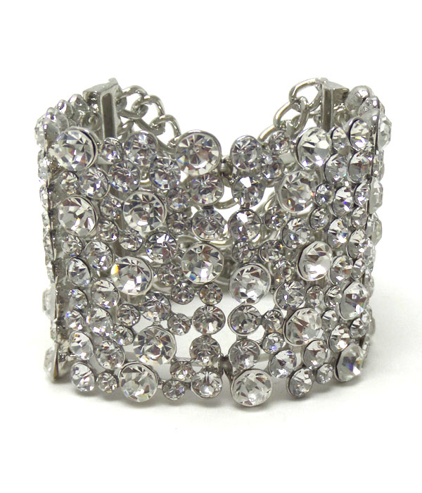 Pave and crystals thick chain bracelet