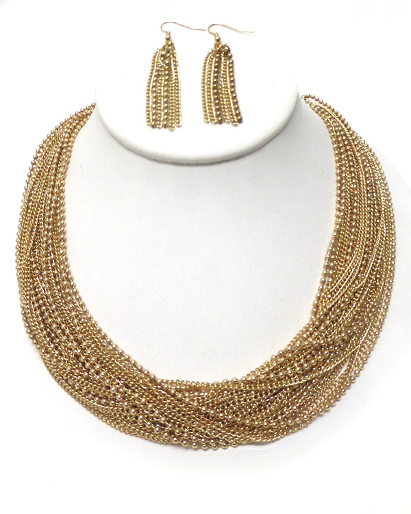Multi fine chain mix necklace earring set