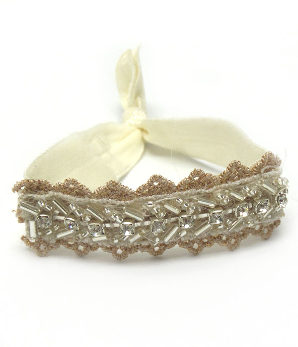 Hand embroided hair tie or bracelet