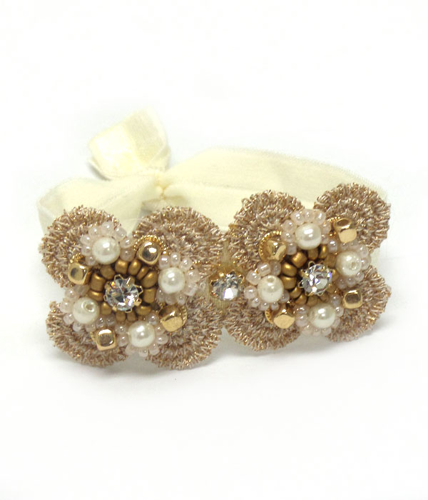 Hand embroided hair tie or bracelet