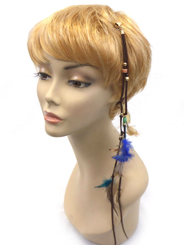 FEATHER AND BEADS HAIR CLIP