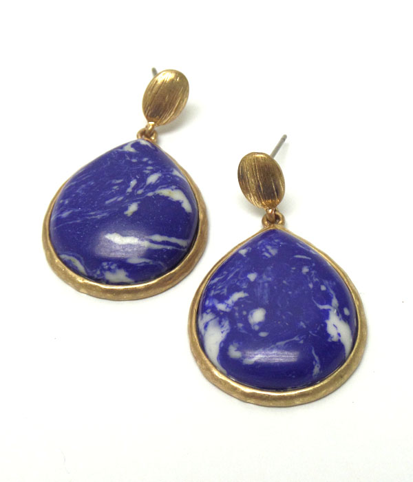 Teardrop genuine stone earring