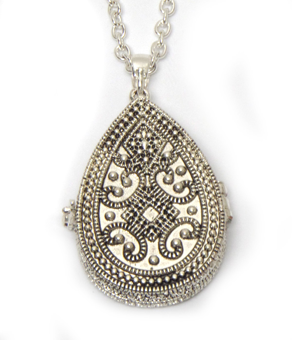 Teardrop chain locket pendant necklace