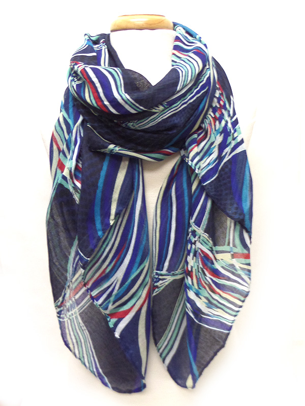 Line designs  and polk a dots pattern scarf