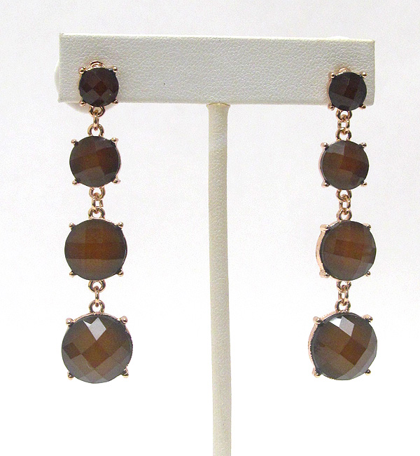 CRYSTAL AND FACET STONE TRI LEVEL DROP EARRING