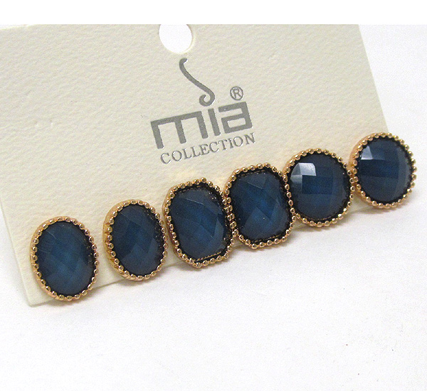 Facet stone 3 pair earring set