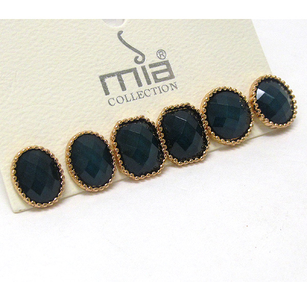 Facet stone 3 pair earring set