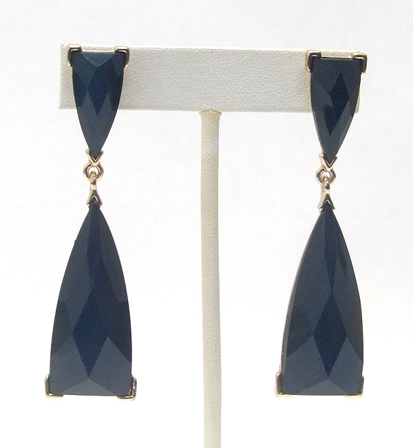 Facet glass dula triangle bar drop earring