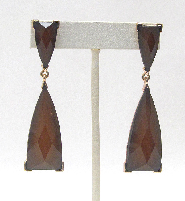 Facet glass dula triangle bar drop earring