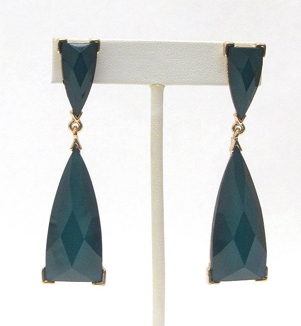 Facet glass dula triangle bar drop earring