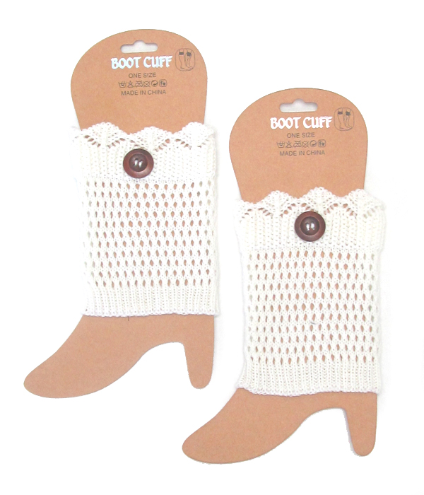 Button accent crochet leg warmer - boot cuffs