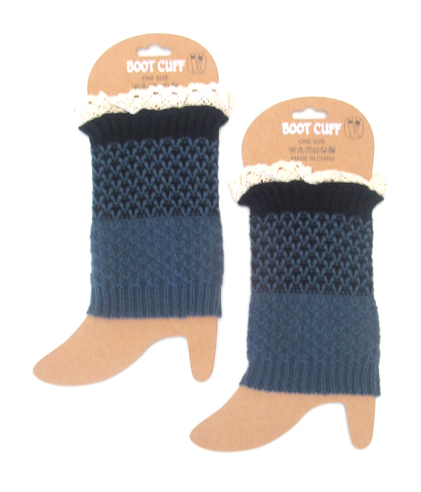 Vintage lace gradient pattern crochet leg warmer - boot cuffs