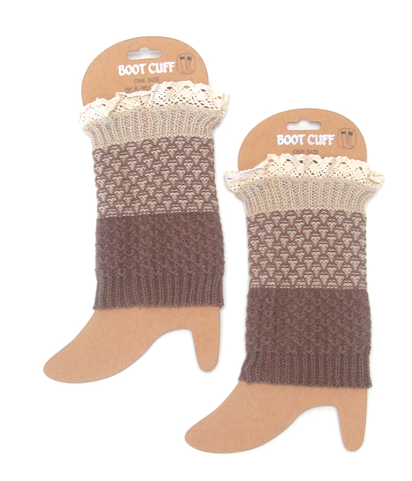 Vintage lace gradient pattern crochet leg warmer - boot cuffs