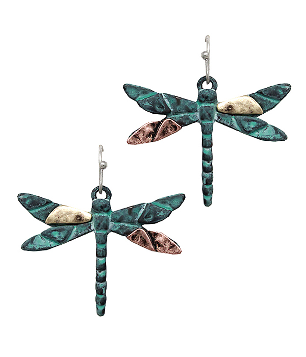 VINAGE METAL DRAGONFLY EARRING
