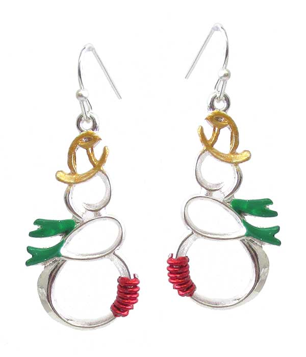 CHRISTMAS THEME METAL ART SNOWMAN EARRING