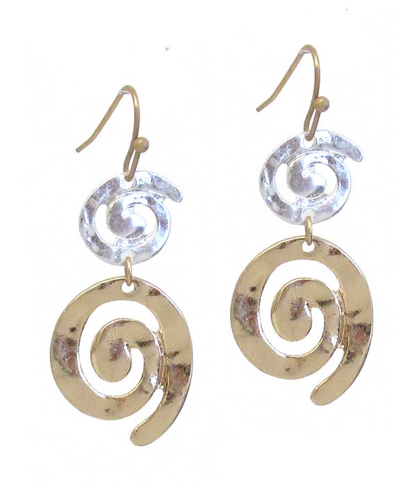 METAL RUSTIC TRIPLE METAL EARRING - SWIRL