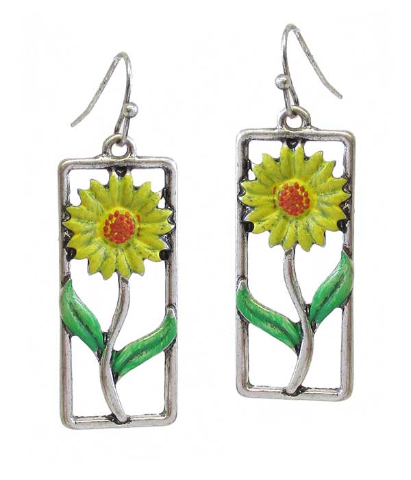 Paint flower frame earring