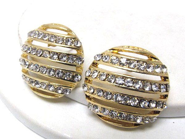 Crystal patern line round metal earring