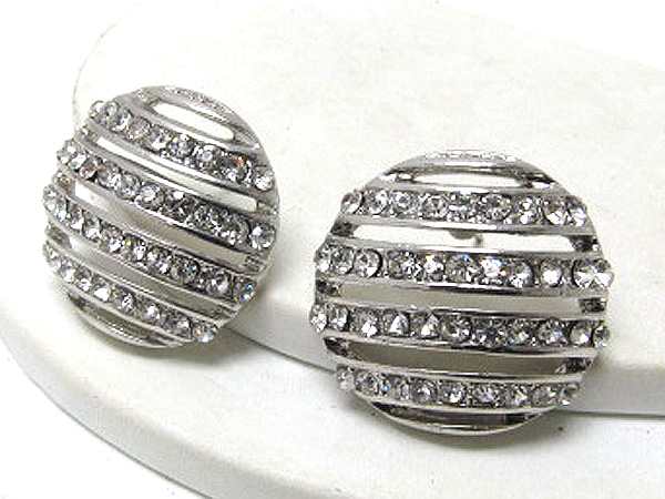 Crystal patern line round metal earring
