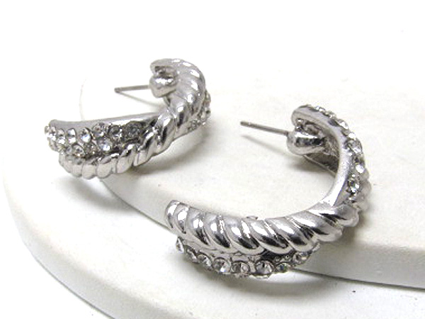 Crystal fashion twist metal earring