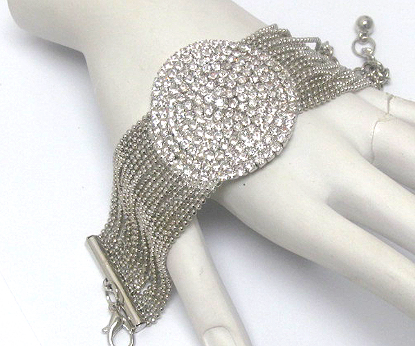 Crystal round fashion design metal on center multi fashion  chain bracelet
