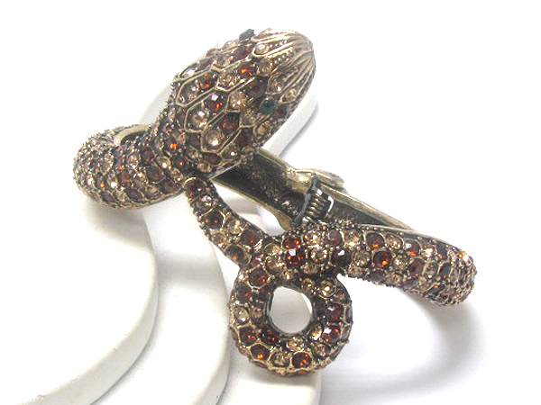 Crystal stud snake shape hinge bangle